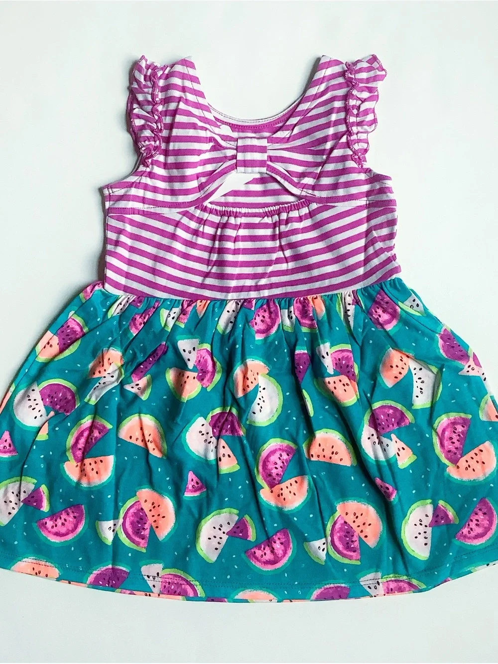 Gymboree Pink Striped Top & Teal Watermelon Print Dress